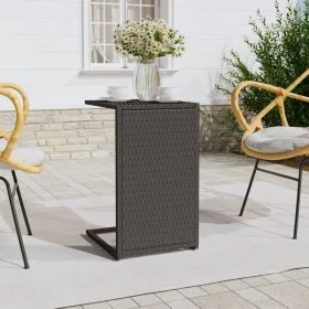 Mesa en forma de C ratán sintético negro 40x35x60 cm de vidaXL, Mesas auxiliares - Ref: Foro24-319406, Precio: 32,92 €, Descu...