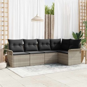 Conjunto de sofá de jardín 5 pcs Gris claro ratán sintético en Sofás de exterior | Comprar online en Foru.es