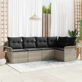 Conjunto de sofá de jardín 5 pcs Gris claro ratán sintético en Sofás de exterior | Comprar online en Foru.es