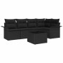 Conjunto de sofá de jardín con cojín 6 pcs Negro Poliratán en Sofás de exterior | Comprar online en Foru.es