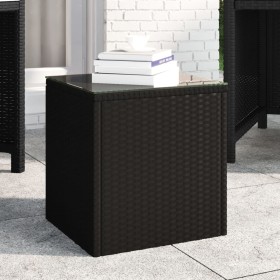 Mesa auxiliar ratán PE y vidrio templado negro 40x37x40,5 cm de vidaXL, Mesas auxiliares - Ref: Foro24-319388, Precio: 58,46 ...
