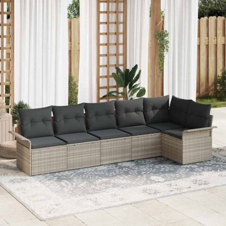 Conjunto de sofá de jardín 6 pcs Gris claro ratán sintético en Sofás de exterior | Comprar online en Foru.es