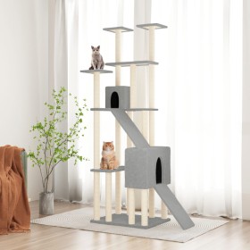 Rascador para gatos con postes de sisal gris claro 190 cm de vidaXL, Mobiliario para gatos - Ref: Foro24-171649, Precio: 95,7...