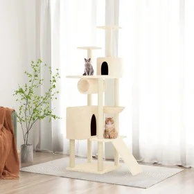 Rascador para gatos con postes de sisal color crema 168 cm de vidaXL, Mobiliario para gatos - Ref: Foro24-171699, Precio: 70,...