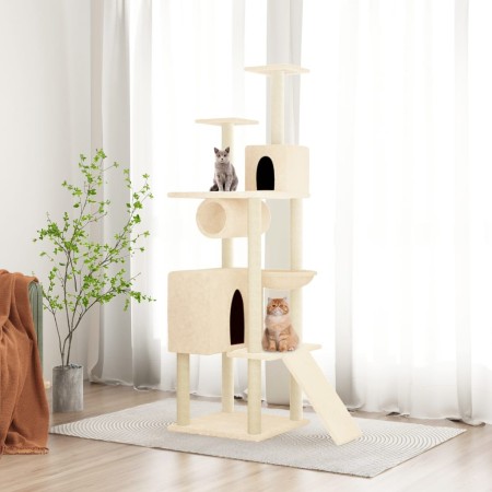 Rascador para gatos con postes de sisal color crema 168 cm de vidaXL, Mobiliario para gatos - Ref: Foro24-171699, Precio: 69,...