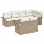 Conjunto de sofá de jardín con cojín 7 pcs Beige Poliratán en Sofás de exterior | Comprar online en Foru.es