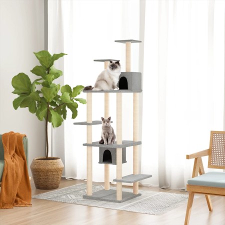Rascador para gatos con postes de sisal gris claro 176 cm de vidaXL, Mobiliario para gatos - Ref: Foro24-171688, Precio: 82,7...