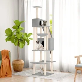 Rascador para gatos con postes de sisal gris claro 201 cm de vidaXL, Mobiliario para gatos - Ref: Foro24-171643, Precio: 93,8...