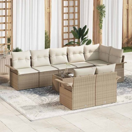 Conjunto de sofá de jardín 9 pcs Beige ratán sintético en Sofás de exterior | Comprar online en Foru.es