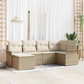 Conjunto de sofá de jardín 6 pcs Beige ratán sintético en Sofás de exterior | Comprar online en Foru.es