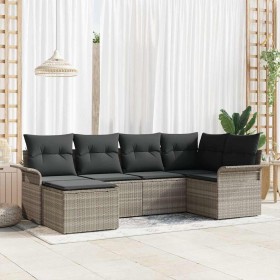 Conjunto de sofá de jardín 6 pcs Gris Claro ratán sintético en Sofás de exterior | Comprar online en Foru.es