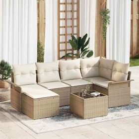 Conjunto de sofá de jardín 7 pcs Beige ratán sintético en Sofás de exterior | Comprar online en Foru.es