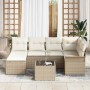 Conjunto de sofá de jardín 7 pcs Beige ratán sintético en Sofás de exterior | Comprar online en Foru.es