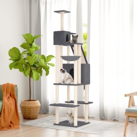 Rascador para gatos con postes de sisal gris oscuro 201 cm de vidaXL, Mobiliario para gatos - Ref: Foro24-171644, Precio: 108...