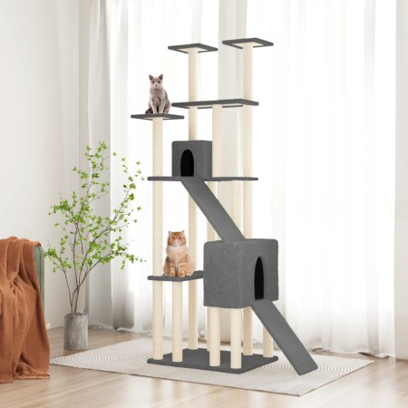 Rascador para gatos con postes de sisal gris oscuro 190 cm de vidaXL, Mobiliario para gatos - Ref: Foro24-171650, Precio: 122...
