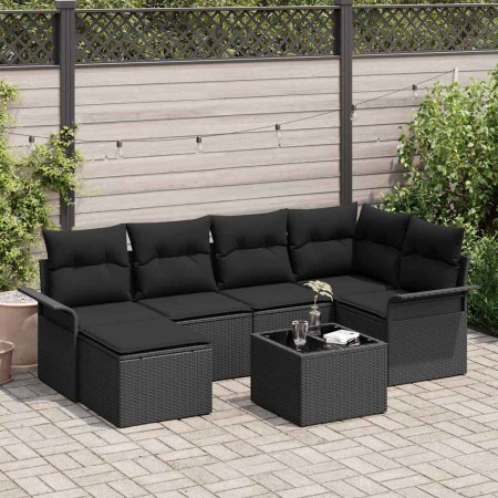 Conjunto de sofá de jardín 7 pcs Negro ratán sintético en Sofás de exterior | Comprar online en Foru.es