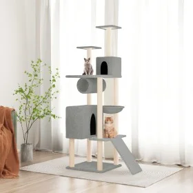 Rascador para gatos con postes de sisal gris claro 168 cm de vidaXL, Mobiliario para gatos - Ref: Foro24-171700, Precio: 70,2...
