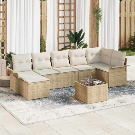 Conjunto de sofá de jardín con cojín 8 pcs Beige Poliratán en Sofás de exterior | Comprar online en Foru.es