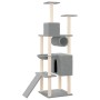 Rascador para gatos con postes de sisal gris claro 168 cm de vidaXL, Mobiliario para gatos - Ref: Foro24-171700, Precio: 72,3...