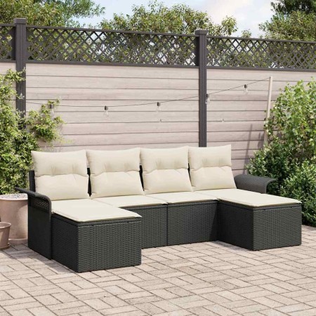 Conjunto de sofá de jardín 6 pcs Negro ratán sintético en Sofás de exterior | Comprar online en Foru.es