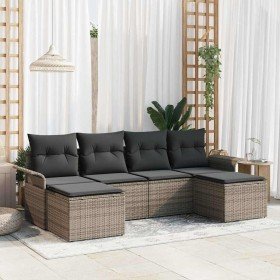 Conjunto de sofá de jardín 6 pcs Gris ratán sintético en Sofás de exterior | Comprar online en Foru.es