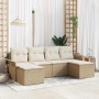 Conjunto de sofá de jardín 6 pcs Beige ratán sintético en Sofás de exterior | Comprar online en Foru.es