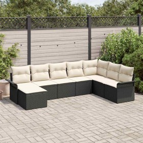 Conjunto de sofá de jardín con cojín 8 pcs Negro Poliratán en Sofás de exterior | Comprar online en Foru.es