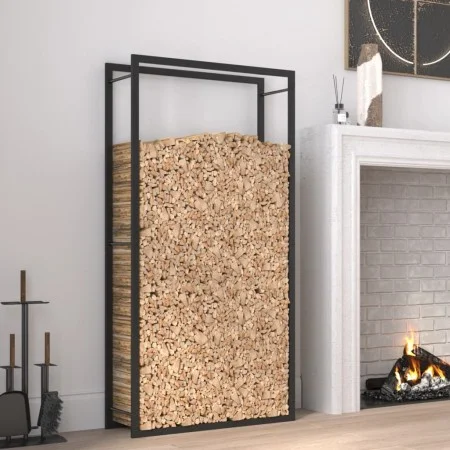 Leñero de acero negro mate 80x28x154 cm de vidaXL, Bolsas y soportes de leña - Ref: Foro24-350308, Precio: 45,68 €, Descuento: %