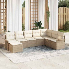 Conjunto de sofá de jardín con cojín 8 pcs Beige Poliratán en Sofás de exterior | Comprar online en Foru.es