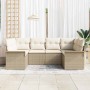 Conjunto de sofá de jardín con cojín 6 pcs Beige Poliratán en Sofás de exterior | Comprar online en Foru.es