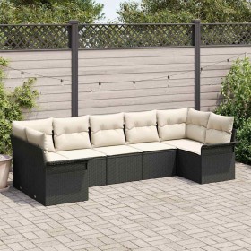 Conjunto de sofá de jardín con cojín 7 pcs Negro Poliratán en Sofás de exterior | Comprar online en Foru.es