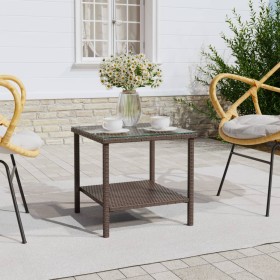Mesa auxiliar vidrio templado ratán sintético marrón 45x45x45cm de vidaXL, Mesas auxiliares - Ref: Foro24-319399, Precio: 38,...