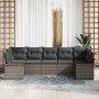 Conjunto de sofá de jardín con cojín 7 pcs Gris Poliratán en Sofás de exterior | Comprar online en Foru.es