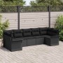 Conjunto de sofá de jardín con cojín 7 pcs Negro Poliratán en Sofás de exterior | Comprar online en Foru.es