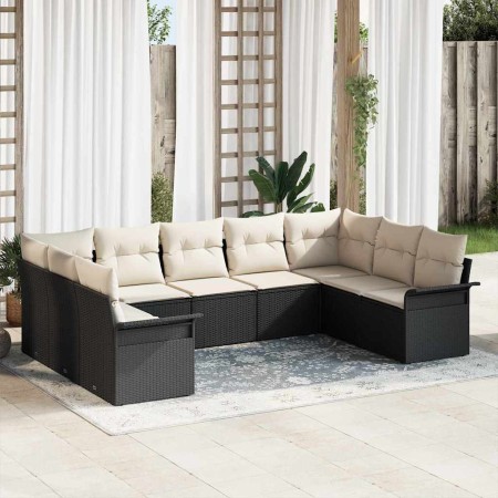 Conjunto de sofá de jardín 9 pcs Negro ratán sintético en Sofás de exterior | Comprar online en Foru.es
