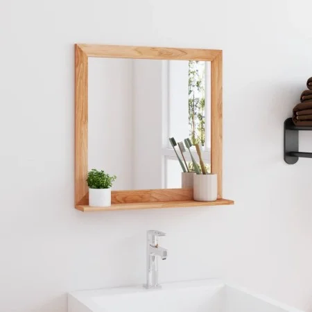 Espejo de pared madera maciza nogal 55x55 cm de vidaXL, Espejos - Ref: Foro24-350358, Precio: 47,26 €, Descuento: %