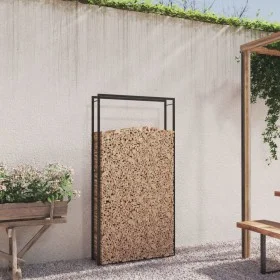 Leñero de acero negro mate 110x28x214 cm de vidaXL, Bolsas y soportes de leña - Ref: Foro24-350311, Precio: 51,32 €, Descuent...