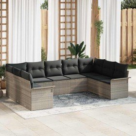 Conjunto de sofá de jardín 9 pcs Gris Claro ratán sintético en Sofás de exterior | Comprar online en Foru.es