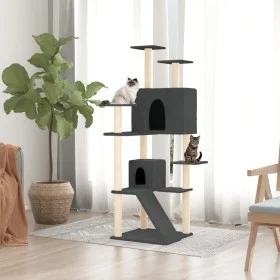 Rascador para gatos con postes de sisal gris oscuro 153 cm de vidaXL, Mobiliario para gatos - Ref: Foro24-171695, Precio: 66,...