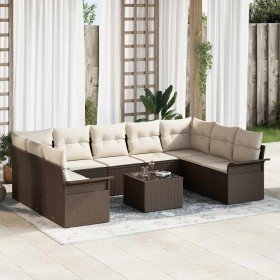 Conjunto de sofá de jardín 10 pcs Gris ratán sintético en Sofás de exterior | Comprar online en Foru.es