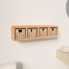 Estante de pared con cestas madera maciza nogal 62x18x16 cm de vidaXL, Estantes y estanterías - Ref: Foro24-350370, Precio: 6...