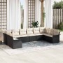 Conjunto de sofá de jardín 10 pcs Negro ratán sintético en Sofás de exterior | Comprar online en Foru.es
