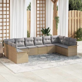 Conjunto de sofá de jardín 10 pcs Beige ratán sintético en Sofás de exterior | Comprar online en Foru.es