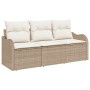 Conjunto de sofá de jardín con cojín 3 pcs Beige Poliratán en Sofás de exterior | Comprar online en Foru.es