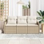Conjunto de sofá de jardín con cojín 3 pcs Beige Poliratán en Sofás de exterior | Comprar online en Foru.es
