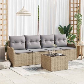 Conjunto de sofá de jardín con cojín Manual 5 pcs Beige y gris en Sofás de exterior | Comprar online en Foru.es