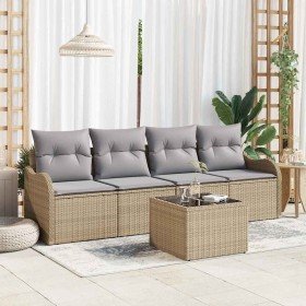 Conjunto de sofá de jardín con cojín Manual 5 pcs Beige y gris en Sofás de exterior | Comprar online en Foru.es