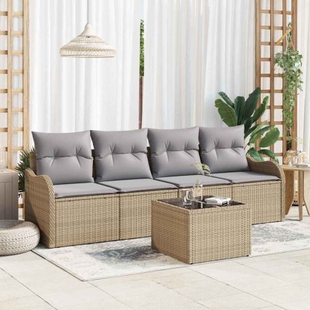 Conjunto de sofá de jardín con cojín Manual 5 pcs Beige y gris en Sofás de exterior | Comprar online en Foru.es