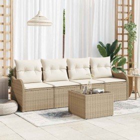 Conjunto de sofá de jardín con cojín Manual 5 pcs Beige y Crema en Sofás de exterior | Comprar online en Foru.es