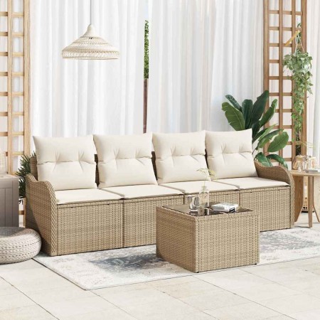 Conjunto de sofá de jardín con cojín Manual 5 pcs Beige y Crema en Sofás de exterior | Comprar online en Foru.es